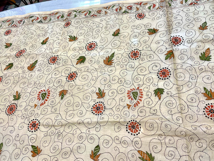 超希少　インド　カンタ刺繍サリー　BL 超希少 インド カンタ刺繍サリー BL