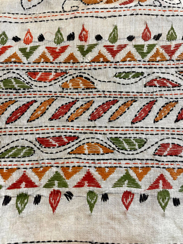 超希少　インド　カンタ刺繍サリー　BL 超希少 インド カンタ刺繍サリー BL