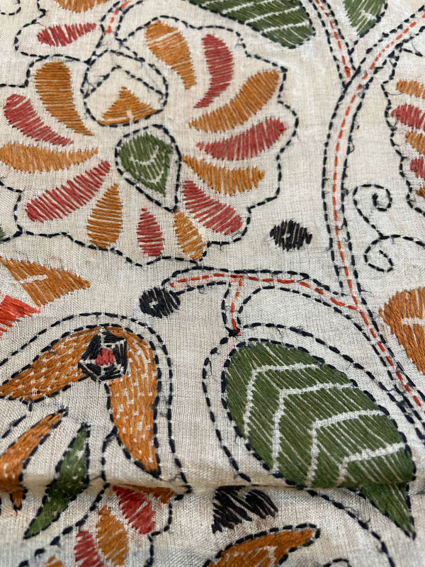 超希少　インド　カンタ刺繍サリー　BL 超希少 インド カンタ刺繍サリー BL